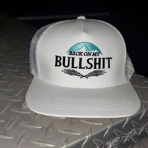 White Trucker Hat with Embroidered Design